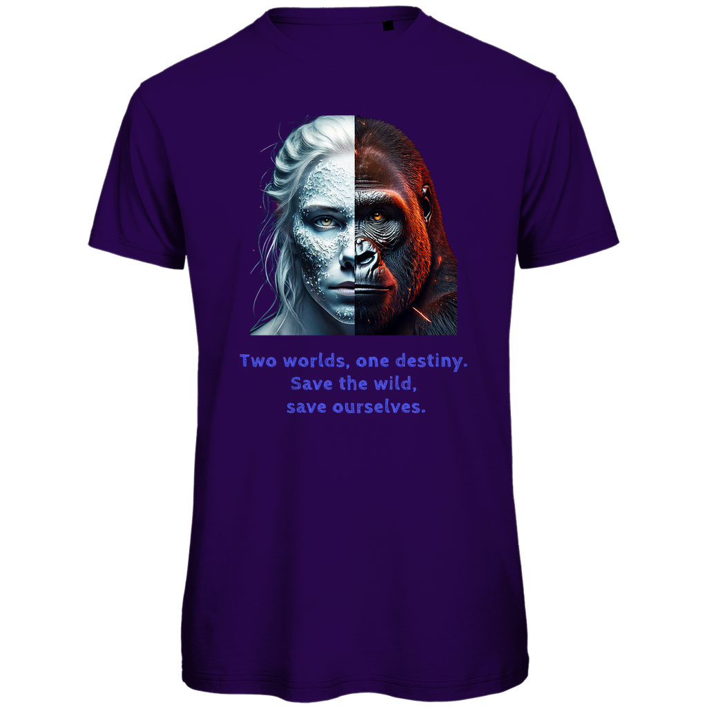 Premium organic men's T-shirt two worlds